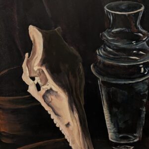 Skull and Hat - Framed Oil on Panel